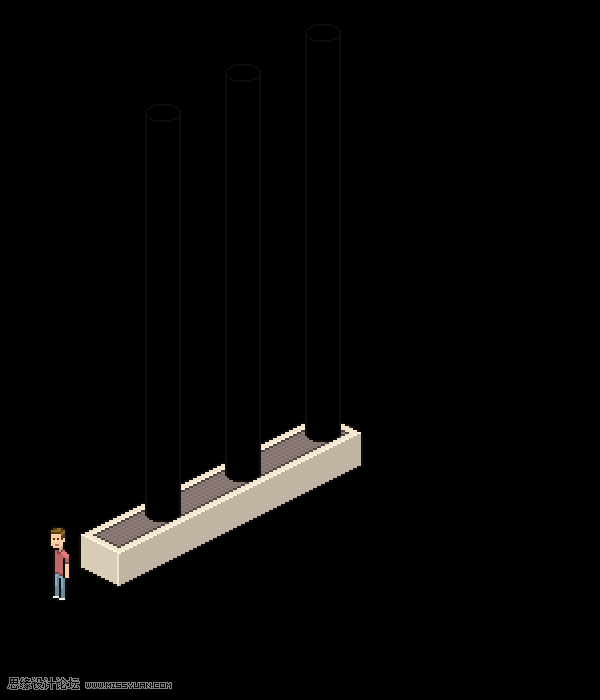 像素工廠:用PS設(shè)計(jì)等距像素的工廠圖標(biāo)