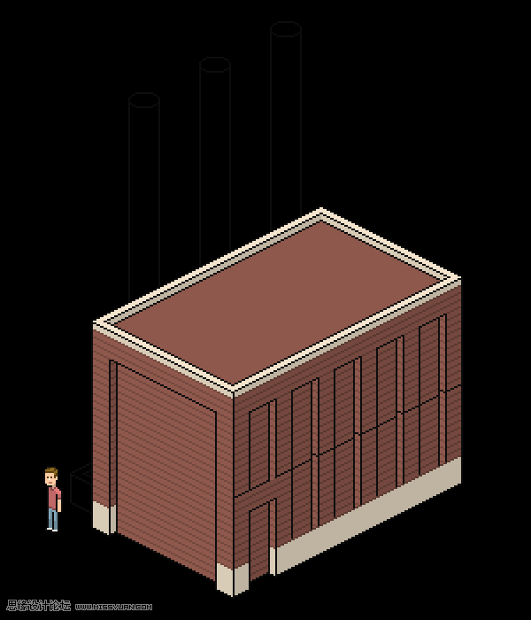 像素工廠:用PS設(shè)計(jì)等距像素的工廠圖標(biāo)