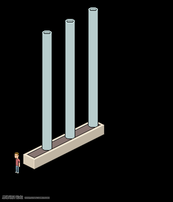 像素工廠:用PS設(shè)計(jì)等距像素的工廠圖標(biāo)