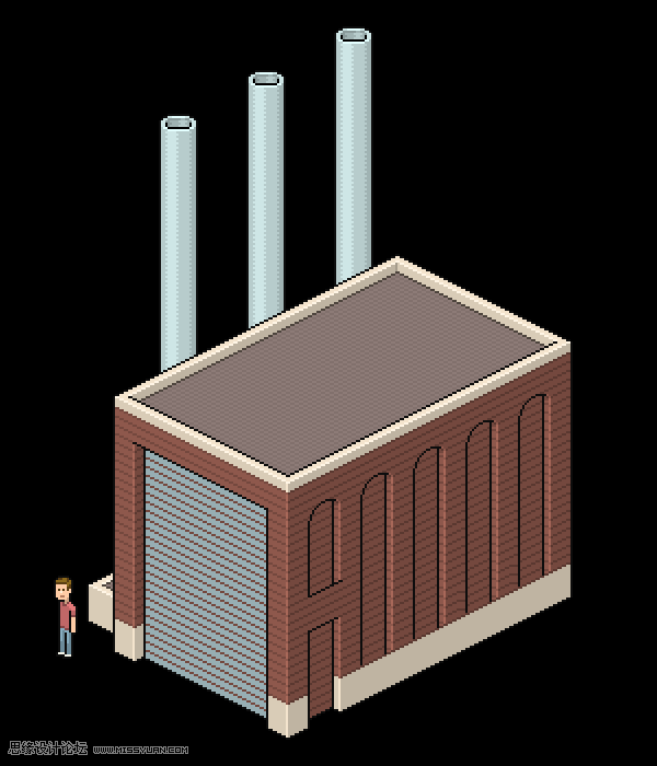 像素工廠:用PS設計等距像素的工廠圖標