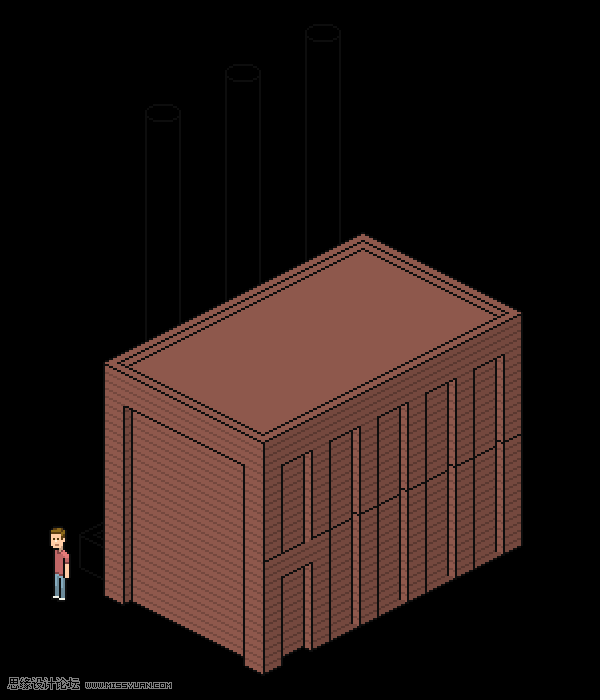 像素工廠:用PS設計等距像素的工廠圖標