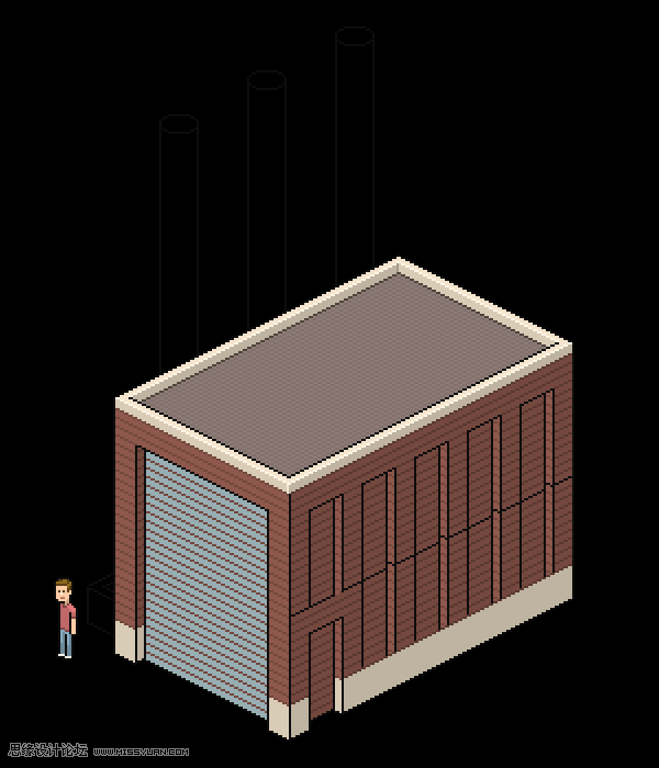 像素工廠:用PS設(shè)計(jì)等距像素的工廠圖標(biāo)
