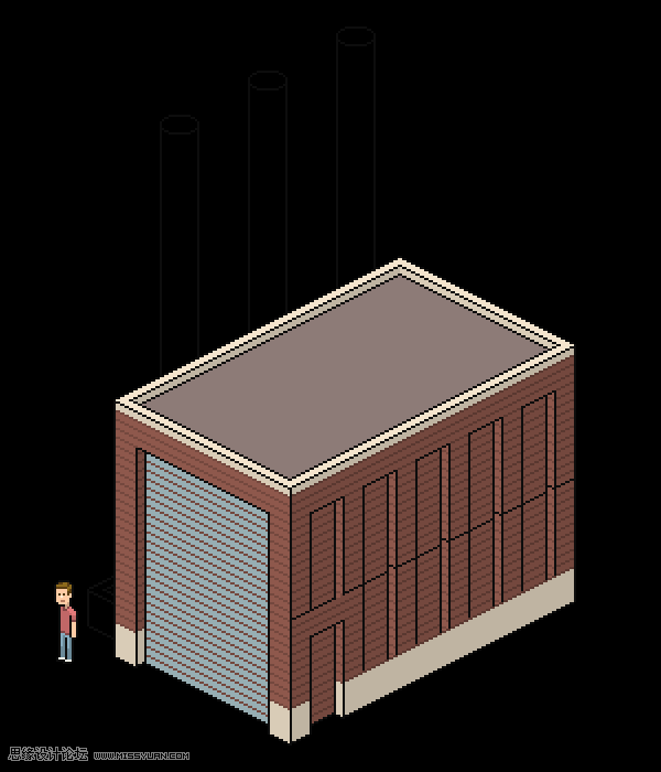 像素工廠:用PS設(shè)計(jì)等距像素的工廠圖標(biāo)