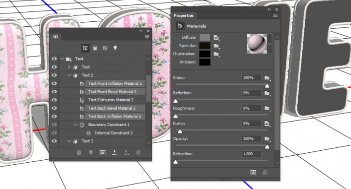 3D立體字:用PS制作沙發靠椅主題立體字