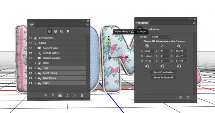 3D立體字:用PS制作沙發靠椅主題立體字