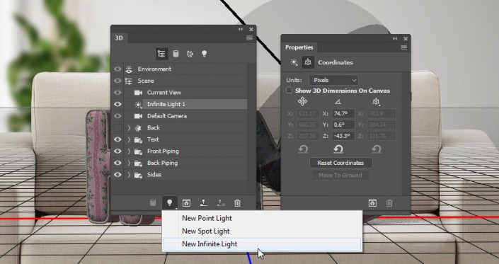 3D立體字:用PS制作沙發(fā)靠椅主題立體字