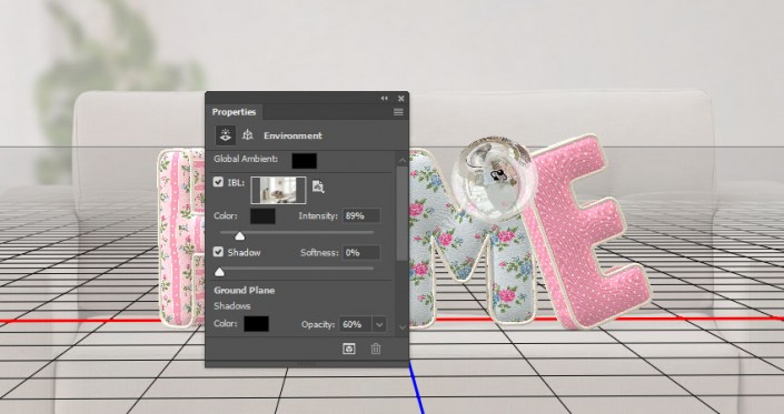 3D立體字:用PS制作沙發(fā)靠椅主題立體字