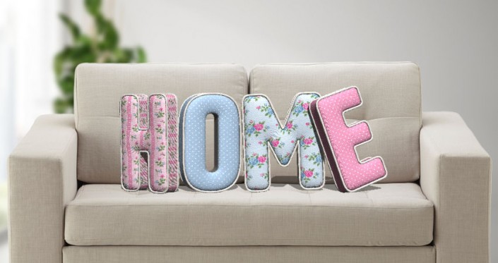 3D立體字:用PS制作沙發(fā)靠椅主題立體字