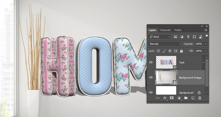 3D立體字:用PS制作沙發靠椅主題立體字