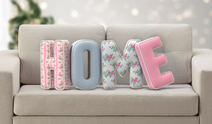 3D立體字:用PS制作沙發靠椅主題立體字