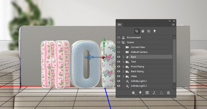3D立體字:用PS制作沙發(fā)靠椅主題立體字