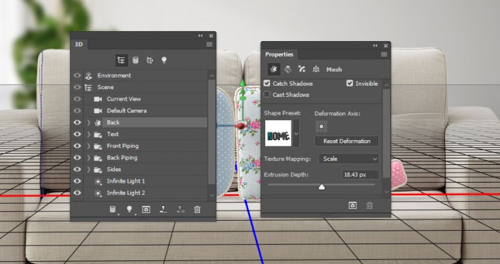 3D立體字:用PS制作沙發(fā)靠椅主題立體字
