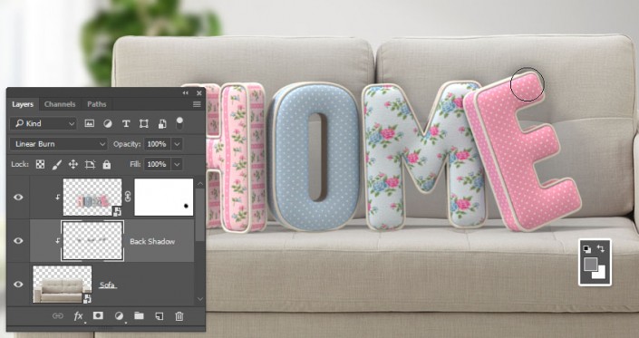 3D立體字:用PS制作沙發靠椅主題立體字