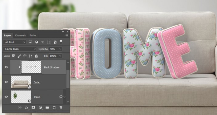 3D立體字:用PS制作沙發靠椅主題立體字