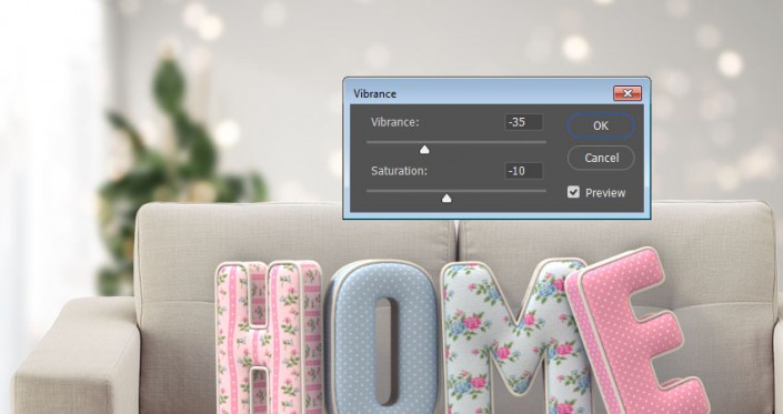 3D立體字:用PS制作沙發靠椅主題立體字