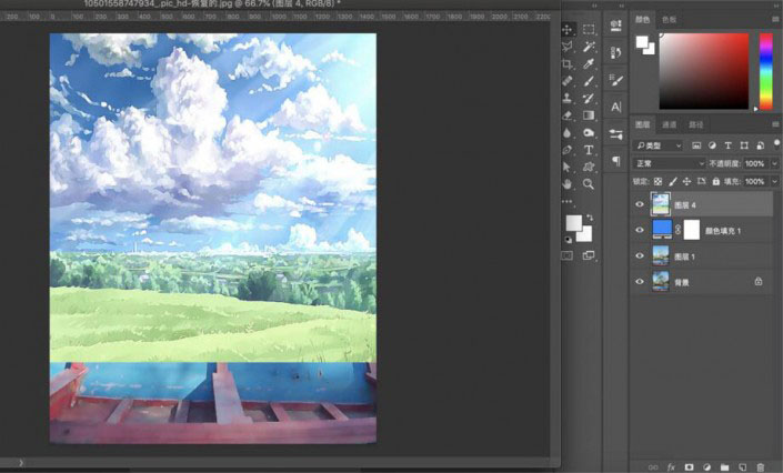 日漫風格:用PS調出風景照片二次元漫畫效果