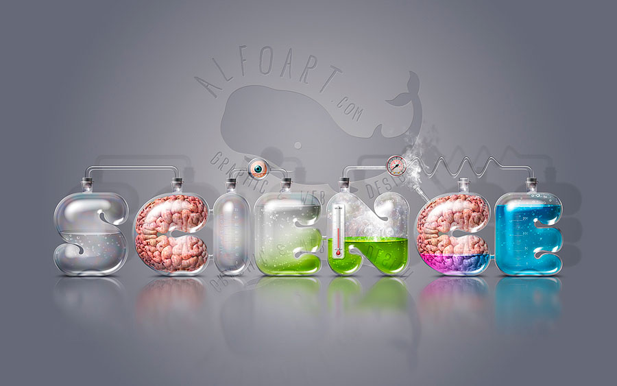 透明立體效果實(shí)驗(yàn)室器皿效果字設(shè)計(jì)