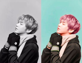 Photoshop���ٽo�ڰ�������Ƭ��ɫ