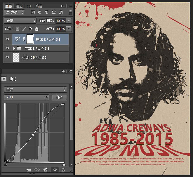 Photoshop制作中國風水墨噴濺人像海報