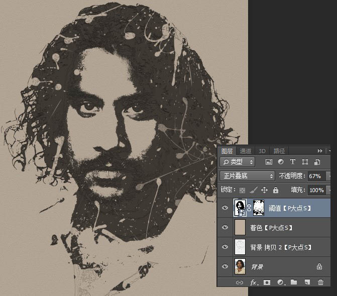 Photoshop制作中國風水墨噴濺人像海報