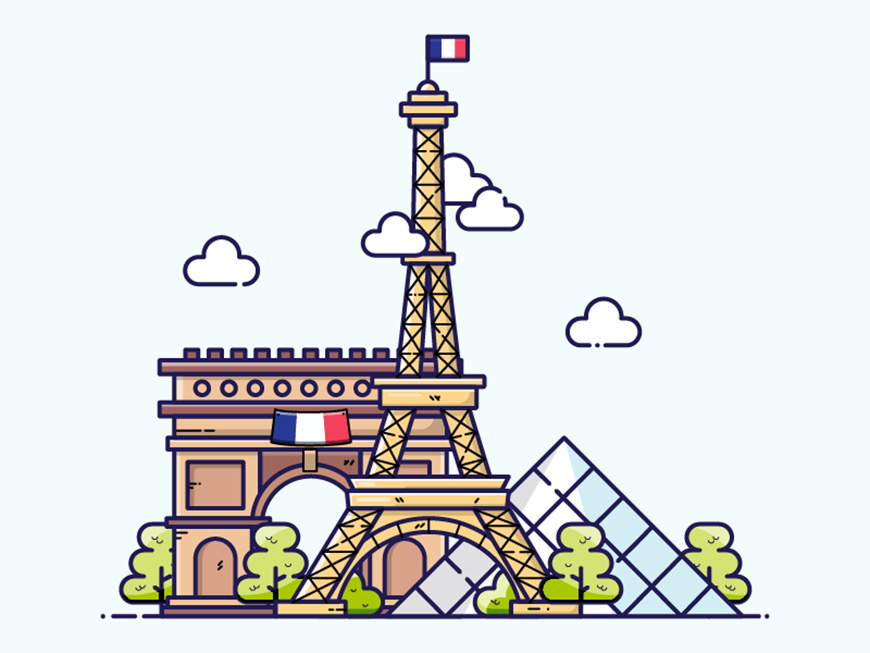 Illustrator制作卡通風格的法國建筑圖