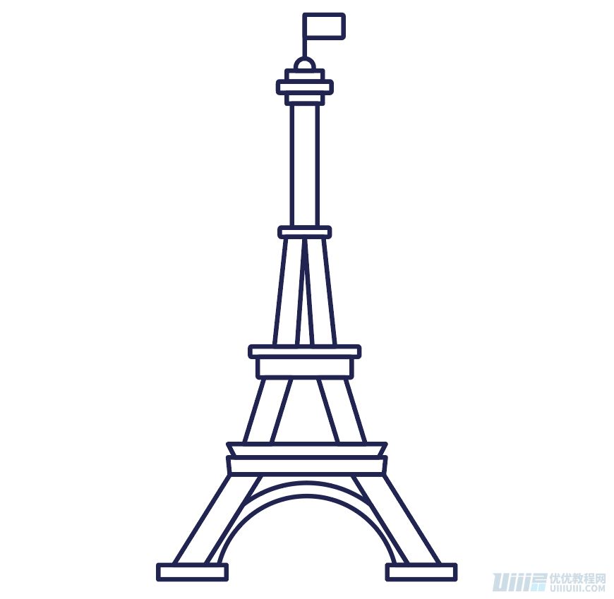 Illustrator制作卡通風格的法國建筑圖