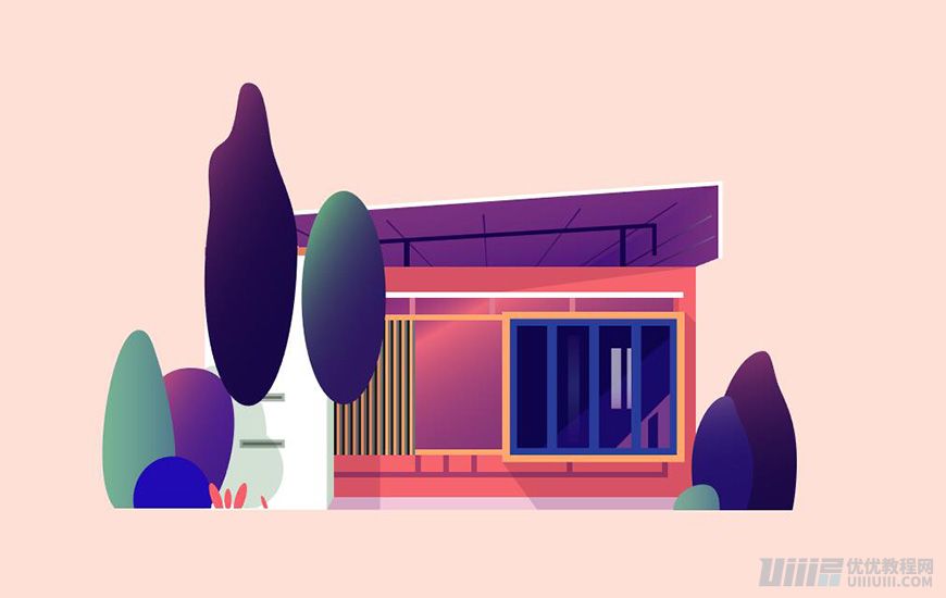 Illustrator繪制扁平化風格的建筑圖