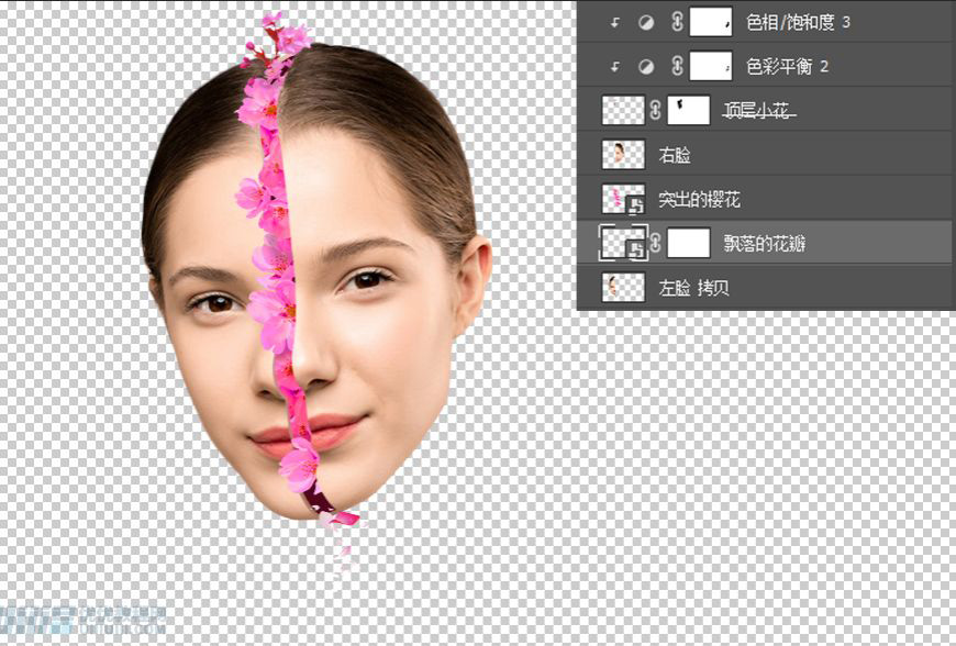 Photoshop合成創(chuàng)意頭像長(zhǎng)出花朵效果