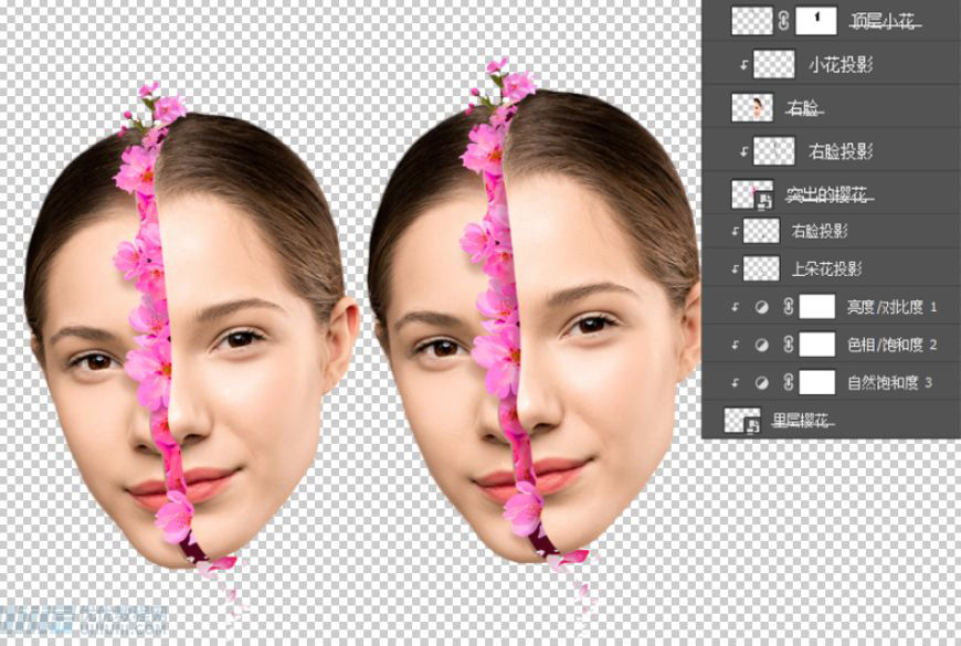 Photoshop合成創(chuàng)意頭像長(zhǎng)出花朵效果
