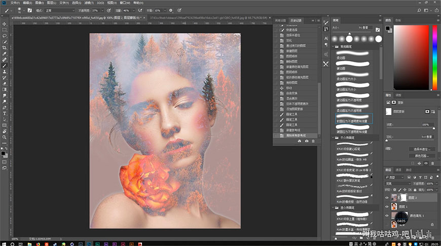 Photoshop創意合成人像二次曝光效果