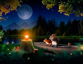 Photoshop�ϳ�ɭ�����R���µ�С����