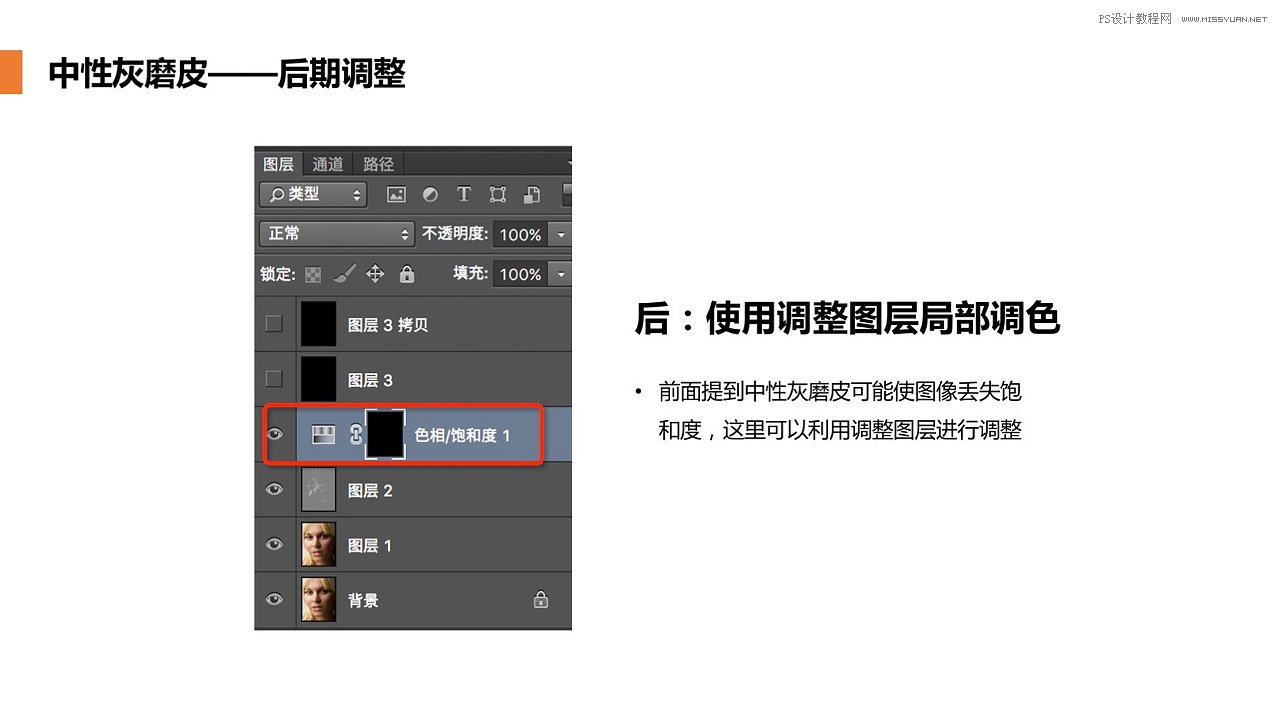 Photoshop使用中性灰磨皮法給人像精修