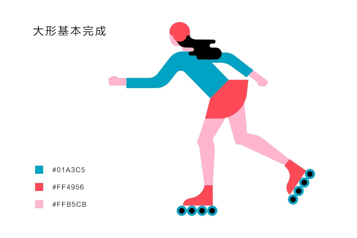 Photoshop結(jié)合AI制作扁平化滑輪少女插畫