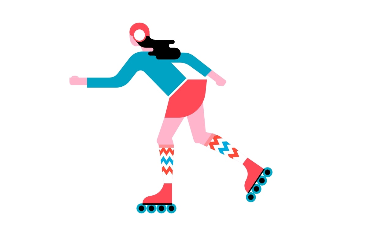 Photoshop結合AI制作扁平化滑輪少女插畫