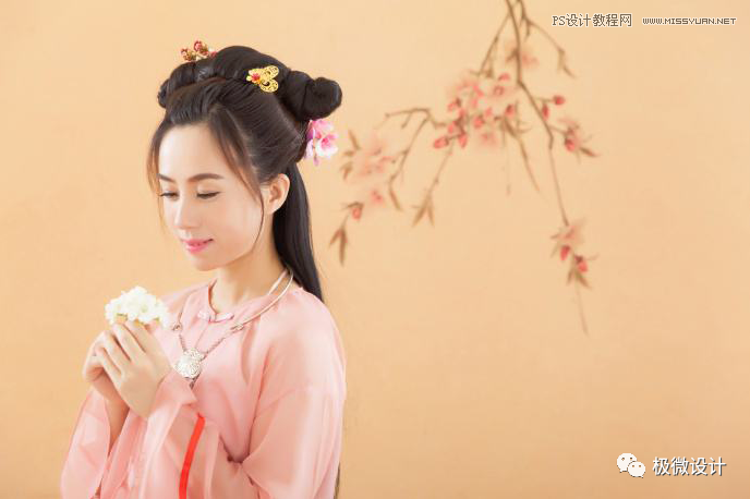 Photoshop給古典人物轉為工筆畫藝術效果