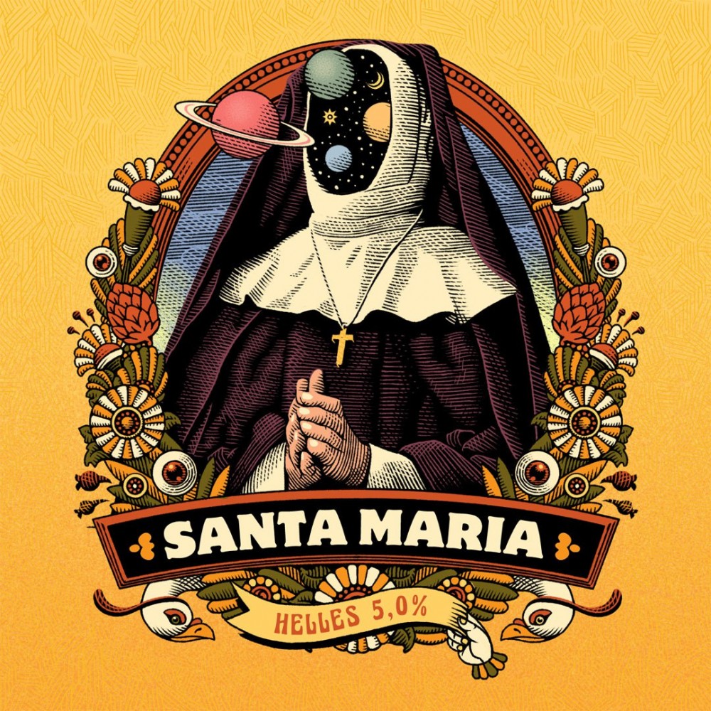 復古風格Santa Maria精釀啤酒包裝設計